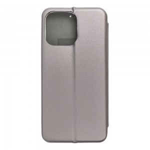 Husă iPhone 16 Pro Max Elegance Book Piele Premium Tip Carte cu Slot Card - Gri
