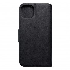 Husă iPhone 15 Plus Fancy Book Tip Carte cu Magnet și 2 Sloturi Card + Buzunar - Negru