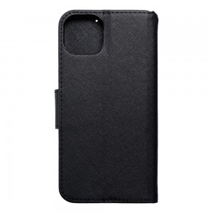 Husă iPhone 15 Plus Fancy Book Tip Carte cu Magnet și 2 Sloturi Card + Buzunar - Negru