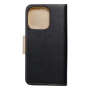 Husă iPhone 15 Pro Fancy Book Tip Carte cu Magnet și 2 Sloturi Card + Buzunar - Negru