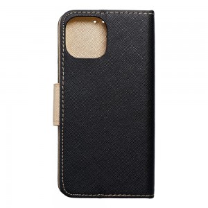 Husă iPhone 15 Fancy Book Tip Carte cu Magnet și 2 Sloturi Card + Buzunar - Negru