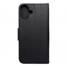 Husă iPhone 16 Plus Fancy Book Tip Carte cu Magnet și 2 Sloturi Card + Buzunar - Negru