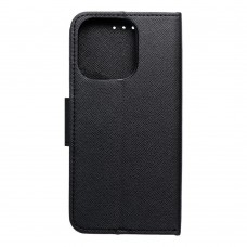 Husă iPhone 16 Pro Fancy Book Tip Carte cu Magnet și 2 Sloturi Card + Buzunar - Negru