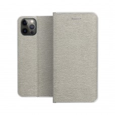 Husă iPhone 11 Pro Max Forcell Luna Book tip carte, ramă metalică, Argintiu