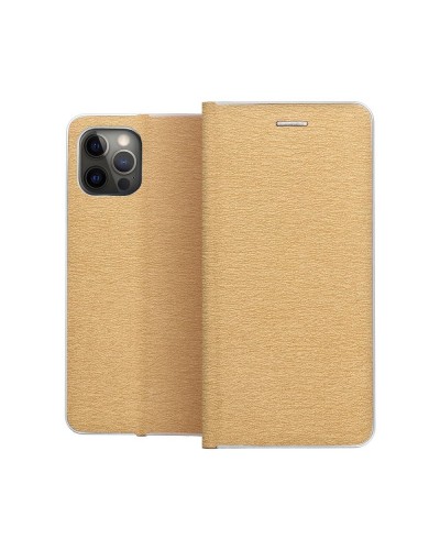 Husă iPhone 11 Pro Max Forcell Luna Book tip carte, ramă metalică, Auriu Husă iPhone 11 Pro Max Forcell Luna Book tip carte, ramă metalică, Auriu