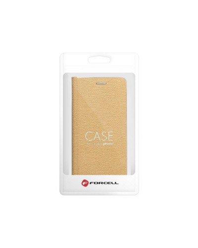 Husă iPhone 11 Pro Max Forcell Luna Book tip carte, ramă metalică, Auriu Husă iPhone 11 Pro Max Forcell Luna Book tip carte, ramă metalică, Auriu