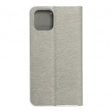 Husă iPhone 11 Pro Forcell Luna Book tip carte, ramă metalică, Argintiu