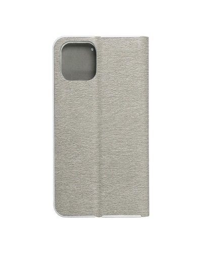 Husă iPhone 11 Pro Forcell Luna Book tip carte, ramă metalică, Argintiu