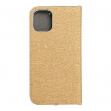 Husă iPhone 12 mini Forcell Luna Book tip carte, ramă metalică, Auriu