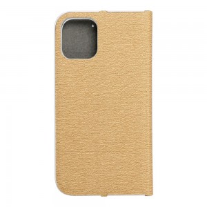 Husă iPhone 12 mini Forcell Luna Book tip carte, ramă metalică, Auriu