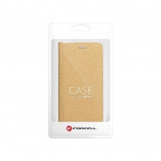 Husă iPhone 12 mini Forcell Luna Book tip carte, ramă metalică, Auriu