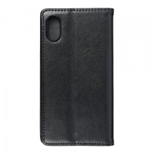 Husă iPhone X / XS Magnet Case tip carte, piele ecologică, Negru