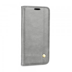 Husă iPhone X / XS Prestige Book tip carte, piele ecologică, Gri
