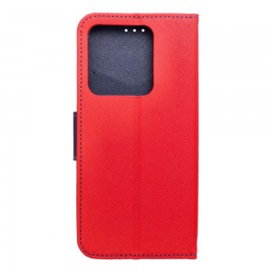 Husă Xiaomi Redmi Note 13 5G Fancy Book Tip Carte cu Magnet și 2 Sloturi Card + Buzunar - Roșu