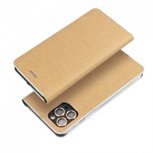 Husă Xiaomi Mi 10T 5G / Mi 10T Pro 5G Forcell Luna Book tip carte, ramă metalică, Auriu