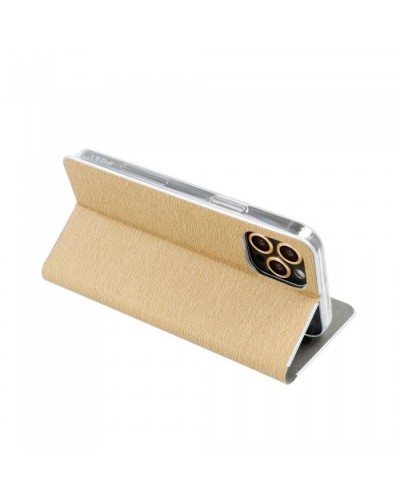 Husă Xiaomi Redmi Note 9T 5G Forcell Luna Book tip carte, ramă metalică, Auriu Husă Xiaomi Redmi Note 9T 5G Forcell Luna Book tip carte, ramă metalică, Auriu