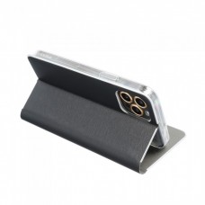 Husă Xiaomi Redmi Note 9T 5G Forcell Luna Book tip carte, ramă metalică, Negru