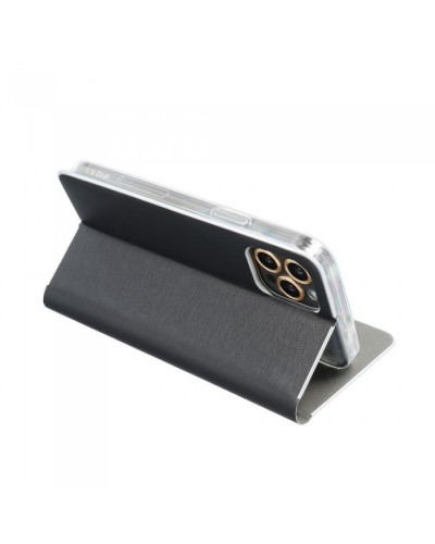 Husă Xiaomi Redmi Note 9T 5G Forcell Luna Book tip carte, ramă metalică, Negru Husă Xiaomi Redmi Note 9T 5G Forcell Luna Book tip carte, ramă metalică, Negru