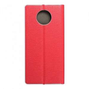 Husă Xiaomi Redmi Note 9T 5G Forcell Luna Book tip carte, ramă metalică, Rosu