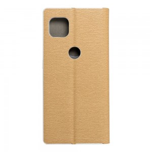 Husă Motorola Moto G 5G Forcell Luna Book tip carte, ramă metalică, Auriu
