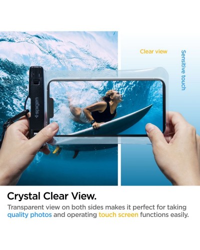 Husă Subacvatică SPIGEN A601 AquaShield Waterproof IPX8 30m, Universală până la 6.9" - Transparent