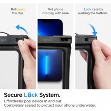Husă Subacvatică Plutitoare SPIGEN A610 AquaShield Waterproof IPX8 30m, Universală până la 6.9" - Negru