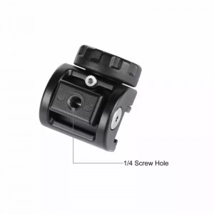 Suport Telefon PULUZ PU371 Clemă Metalică cu Filet 1/4" pentru Trepied și Selfie Stick, Rotire 360° - Negru