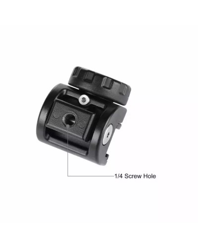 Suport Telefon PULUZ PU371 Clemă Metalică cu Filet 1/4" pentru Trepied și Selfie Stick, Rotire 360° - Negru