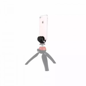 Suport Telefon PULUZ PU371 Clemă Metalică cu Filet 1/4" pentru Trepied și Selfie Stick, Rotire 360° - Negru