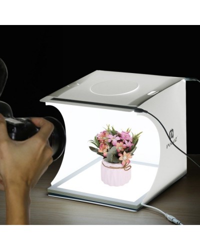 Cort Foto PULUZ PU5137 20cm cu LED 1100 Lumeni și 6 Fundaluri, Pliabil pentru Fotografie de Produs