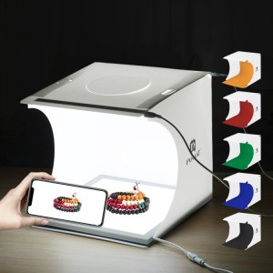 Cort Foto PULUZ PU5137 20cm cu LED 1100 Lumeni și 6 Fundaluri, Pliabil pentru Fotografie de Produs