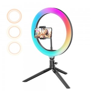 Lampa Circulara LED cu Suport telefon BlitzWolf BW-SL5 LED Flash Ring RGB