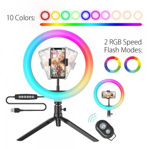 Lampa Circulara LED cu Suport telefon BlitzWolf BW-SL5 LED Flash Ring RGB
