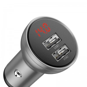 Încărcător Auto Baseus Digital Display 24W Argintiu