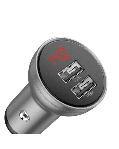 Încărcător Auto Baseus Digital Display 24W Argintiu