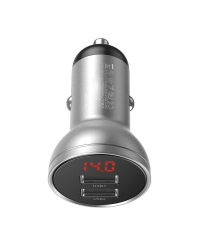 Încărcător Auto Baseus Digital Display 24W Argintiu
