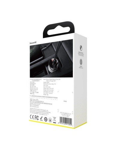 Încărcător Auto Baseus Digital Display 24W Argintiu
