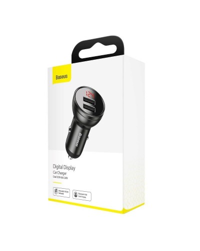 Încărcător Auto Baseus Digital Display 24W Gri