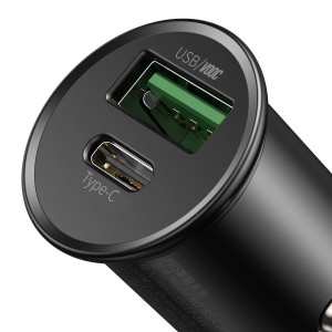 Încărcător Auto Baseus Circular Metal 30W Negru