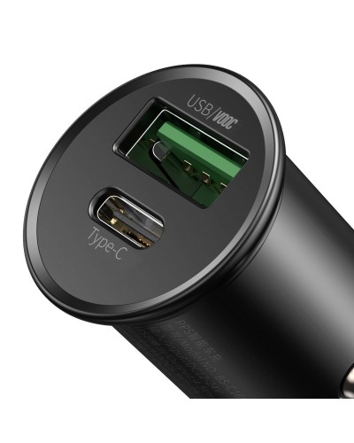 Încărcător Auto Baseus Circular Metal 30W Negru Încărcător Auto Baseus Circular Metal 30W Negru