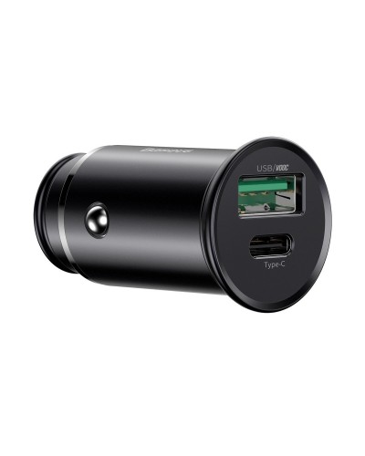 Încărcător Auto Baseus Circular Metal 30W Negru Încărcător Auto Baseus Circular Metal 30W Negru