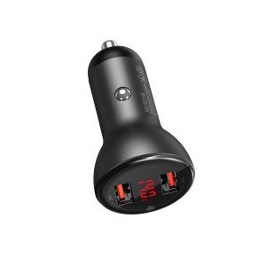 Incarcator Auto Baseus Digital Display Dual QC 3.0, 45W. 5A - Gri