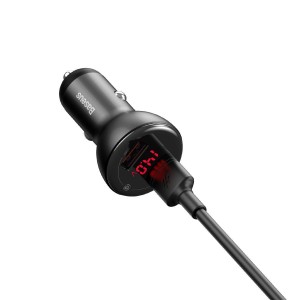 Incarcator Auto Baseus Digital Display Dual QC 3.0, 45W. 5A - Gri