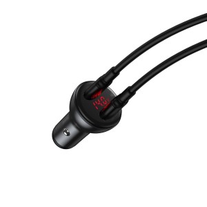 Incarcator Auto Baseus Digital Display Dual QC 3.0, 45W. 5A - Gri