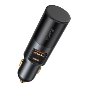 Incarcator Auto Baseus Share Together Fast Charge cu extensie pentru bricheta 1x USB, 1x USB C, 120W - Gri