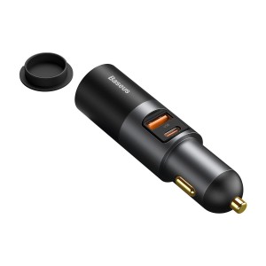 Incarcator Auto Baseus Share Together Fast Charge cu extensie pentru bricheta 1x USB, 1x USB C, 120W - Gri