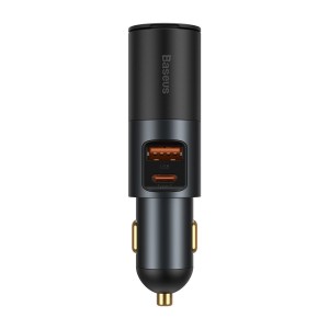 Incarcator Auto Baseus Share Together Fast Charge cu extensie pentru bricheta 1x USB, 1x USB C, 120W - Gri
