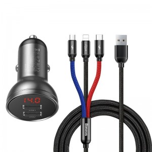 Încărcător Auto Baseus Digital Display 4.8A 24W Negru