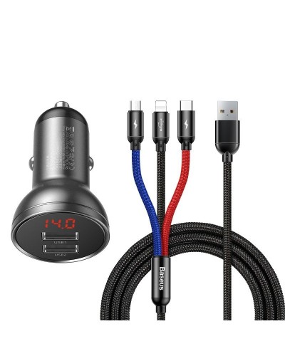 Încărcător Auto Baseus Digital Display 4.8A 24W Negru