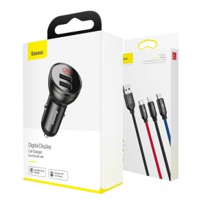 Încărcător Auto Baseus Digital Display 4.8A 24W Negru